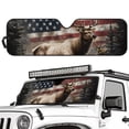 thumbnail image 2 of POLERO American Flag Deer Windshield Sun Shade for Car Off-road Vehicle (52.95x16.14 Inches), Sun Shade Windshield, Shades for Front Windows, Protector Blocks UV, Fashion Car Decor, 2 of 7