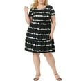 thumbnail image 2 of Agnes Orinda Plus Size Dress for Women Short Sleeve Empire Waist Casual Swing T-Shirt Dress, 2 of 5