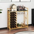 thumbnail image 4 of Costway 21 Bottle Wine Rack Freestanding Floor Wine Bottle Organizer with Storage Shelf Black & Gold, 4 of 10