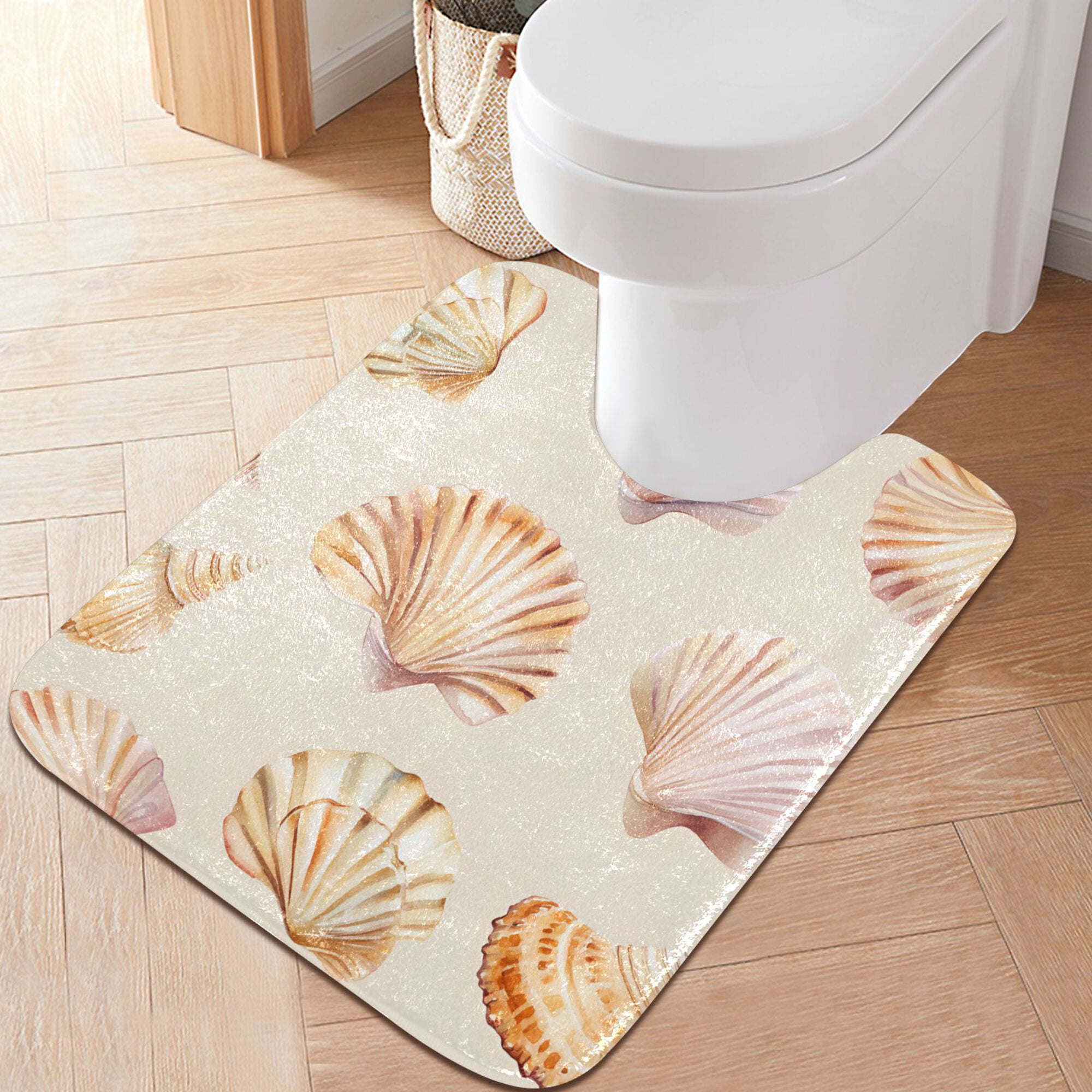 Yayeee Bath Rug for Bathroom Floor Non Slip Rectangle Fluffy Soft Absorbent Mat, 16"x24", Pink Seashell