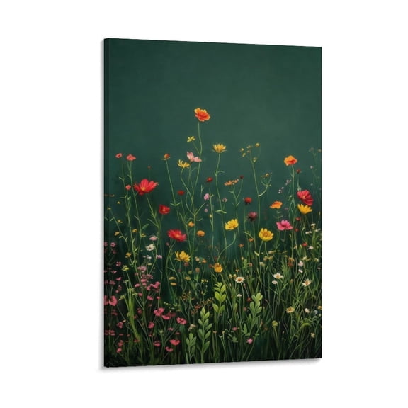 Dark Wildflower Canvas Wall Art Vintage Flower Paintings Pictures Wall Decor Modern Farmhouse Floral Botanical Poster Printing for Bedroom Living Room Dining Room Home Decoration