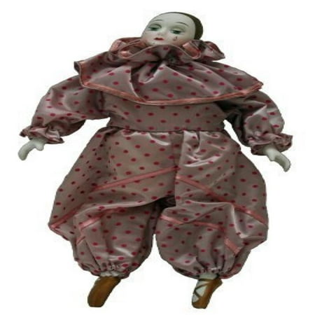 Porcelain Dolls 10 Inches, Pierrot, Ballerina teardrop clown doll with polka dot