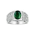 thumbnail image 1 of RYLOS Men's Rings 14K White Gold Designer Nugget Ring Oval 9X7MM Gemstone &  Diamonds  Green Sapphire Birthstone Rings For Man Size 12, 1 of 7