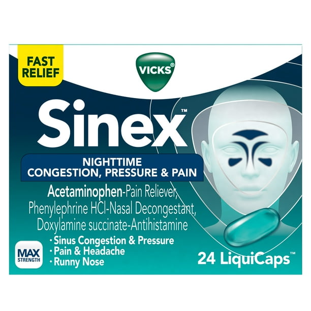Vicks Sinex Nighttime Sinus Congestion, Pressure & Pain LiquiCaps 24ct