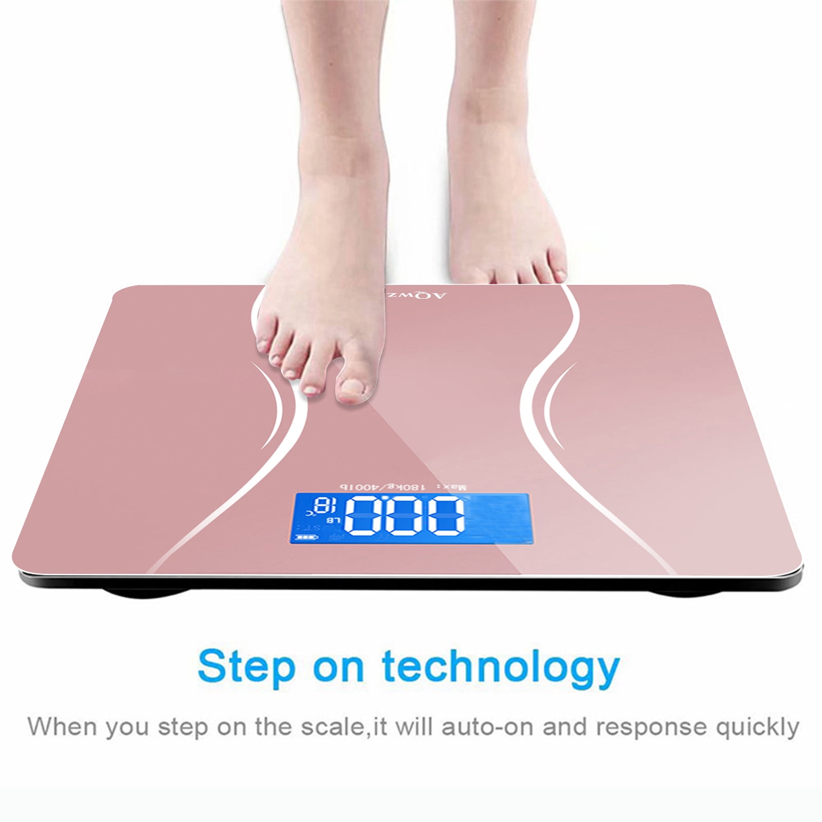 1pc 0.2-180KG Bathroom Scales Cartoon Pig Bathroom Body Scales LCD Display Body  Weighing Digital Scales Toughened Glass Floor Electronic Smart Weight Scales