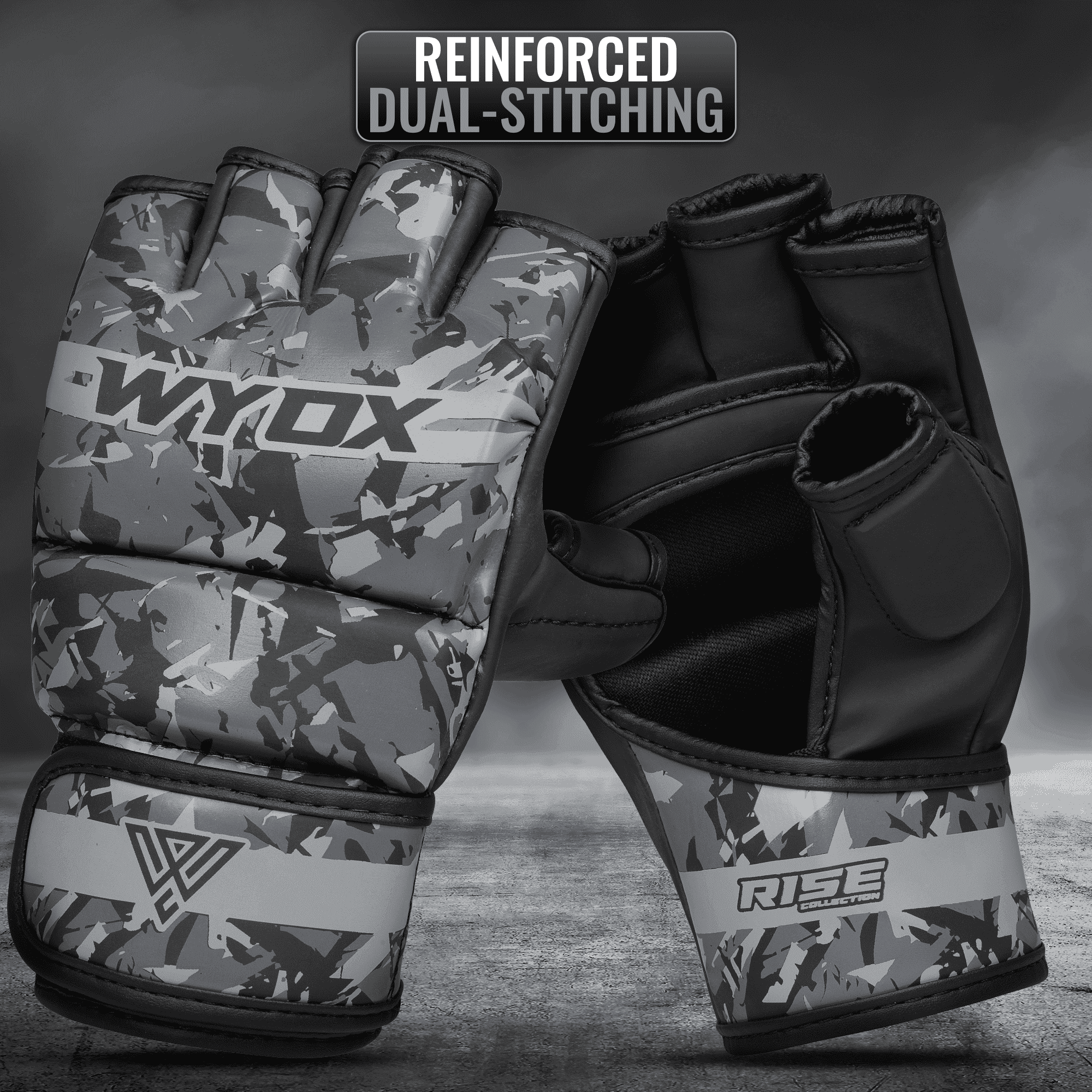 WYOX Fingerless MMA Gloves for Grappling, Sparring, Muay Thai with Fist Protection & Adjustable Wrist Support