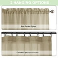 thumbnail image 2 of OVZME Taupe Valance Curtains 42x14 Inch - 2 Pack, Top Rod Pocket Crushed Lightweight Soft Window Treatment for Kitchen, Basement, Cafe, Dining Room, 42Wx14L inch, 2 of 7