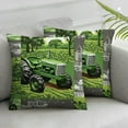 thumbnail image 3 of Tractor Throw Pillow Covers  Equipment Trucks Cushion Cases for Home Outdoors Office Car, Farmhouse Harvester Pillow Covers, Green Vehicle Plaid Cushion Covers, 3 of 7
