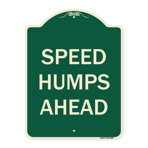 SignMission A-DES-G-1824-9887 Designer Series Sign - Speed Humps Ahead