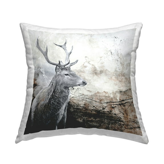 Stupell Industries Rustic Deer Abstraction Decorative Printed Throw Pillow Design by Design Fabrikken