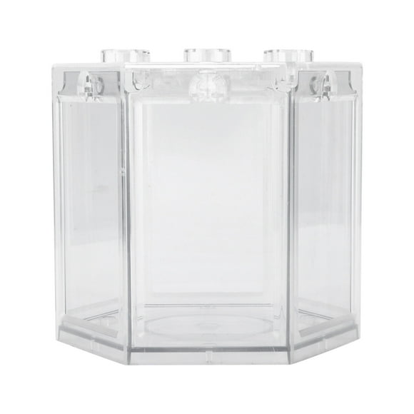 ZOUSSIQI Small Fish Tank Hex Shape Superimposable Portable Mini Aquarium Tank for Office Decoration Transparent CW2519#1088
