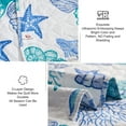 thumbnail image 2 of Kebury Ocean Beach Quilts Bedding Set Queen Size Lightweight Patchwork Coastal Quilted Bedding Blue Ocean Printed Coverlets Conch Seashell Starfish Seaweed Bedspreads (1 Quilt, 2 Pillow Shams), 2 of 7