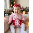 thumbnail image 3 of Cjfdfy Newborn Baby Girl Christmas Fall Outfit Christmas Print Romper Bow Snap Bubble Long Sleeve Ruffle Jumpsuit Bow Headband Infant Cute My First Christmas Fall Winter Outfits, 3 of 9