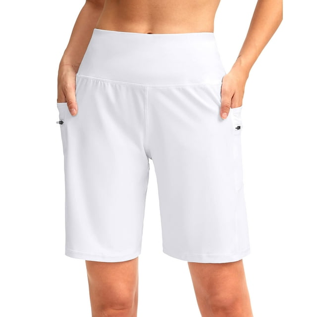 Bermudas G graduales de cintura alta para mujer, color blanco, talla L