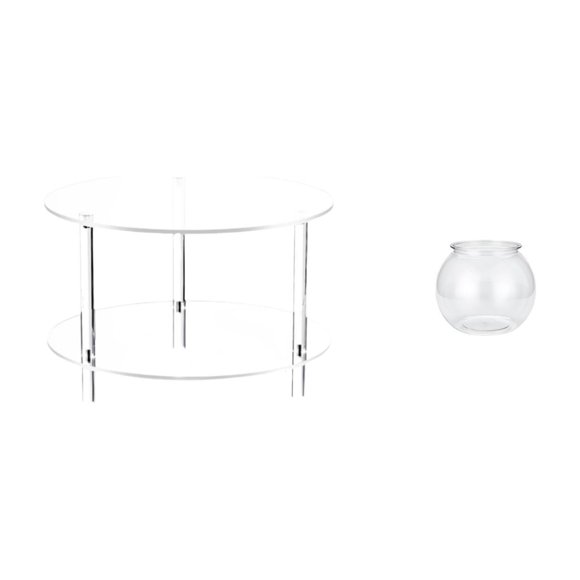 Mesa auxiliar redonda de acrílico,Mesa auxiliar redonda de acrílico,mesita de noche.,Mesa auxiliar redonda pequeña de acrílico transparente para bebidas,Acuario de escritorio,Pecera