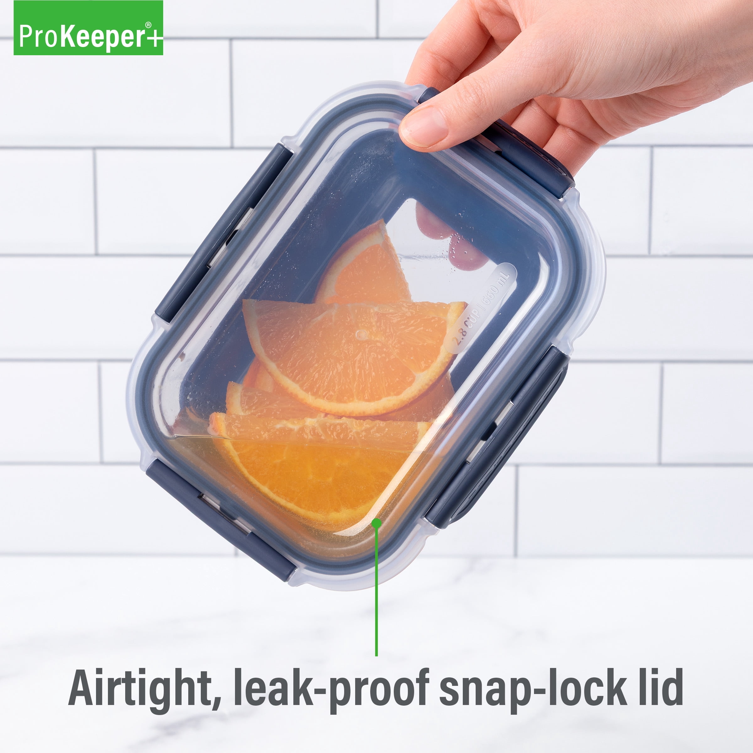 (2 pack) Prokeeper+ 2.8 Cup Glass Food Storage Container with Silicone Base, Well Suited to Refrigerator Organization