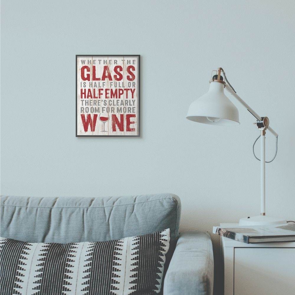 Stupell Industries Wine Glass Funny Word Kitchen Dining Room Wood Texture Word Design Framed Giclee Texturized Art by Stephanie Workman Marrott
