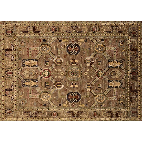 Ahgly Company Indoor Rectangle Oriental Brown Traditional Area Rugs, 7' x 9'