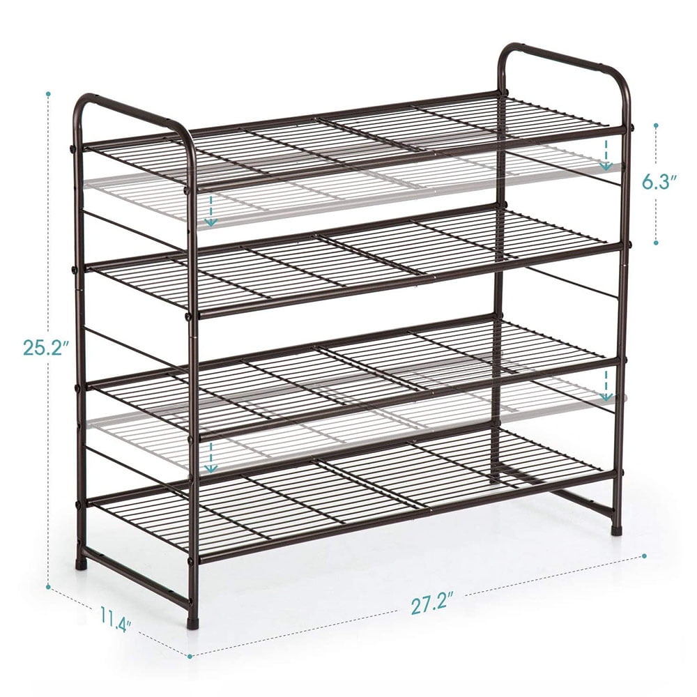 Simple Trending 3-Tier Stackable Shoe Rack, Expandable & Adjustable Shoe  Shelf Storage Organizer, Wire Grid, Black – Built to Order, Made in USA,  Custom Furniture – Free Delivery