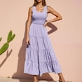 thumbnail image 2 of Wdgfv Women's Elegant Maxi Flowy Boho Tiered Beach Dress with Square Neck and Pockets, 2 of 5