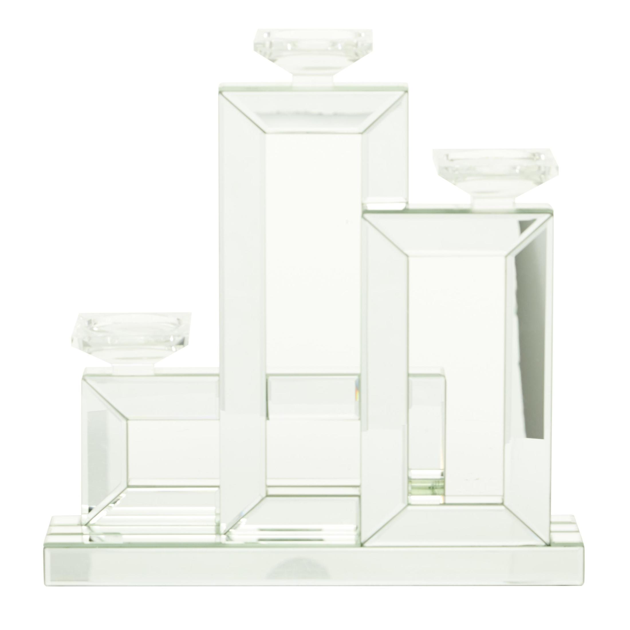 DecMode 3 Holder Silver Wood Candelabra