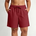 thumbnail image 2 of Plus Size Plus Size Women's Solid Drawstring Casual High Waist Elastic Waist Summer Shorts With Side Pockets | CSEONE,Wine 5XL, 2 of 9