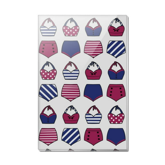 Retro Vintage Women's Swimsuit Pattern Rectangle Acrylic Fridge Refrigerator Magnet