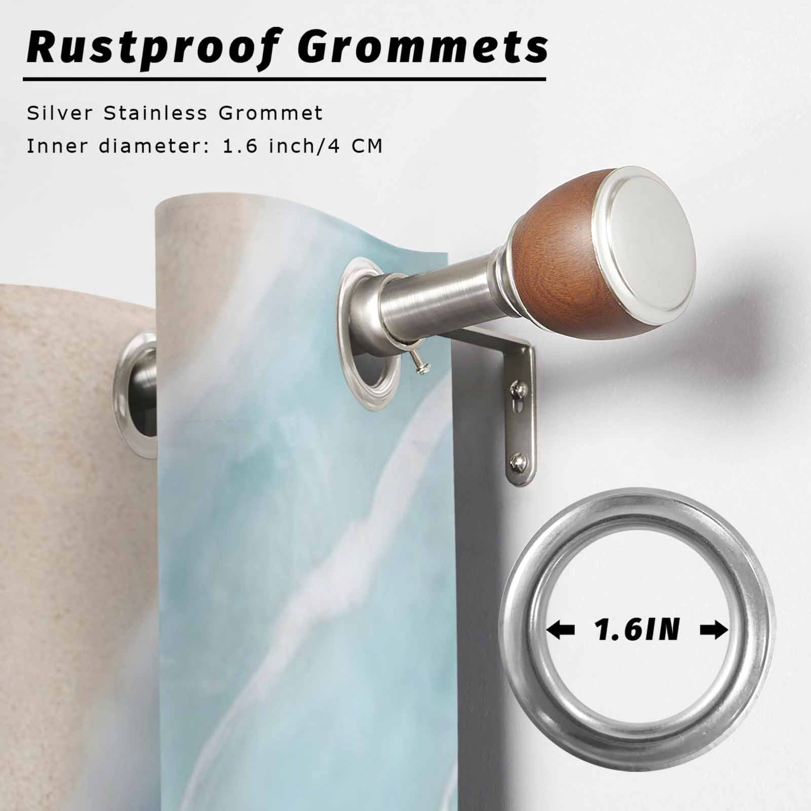 Summer Blue Beach Wave Outdoor Curtains for Patio, Coastal Nautical Watercolor Gradient Ocean Sunshade Privacy Drapes Grommet Waterproof Outside Curtains for Porch/Cabana/Balcony 54"x 108", 1 Panel