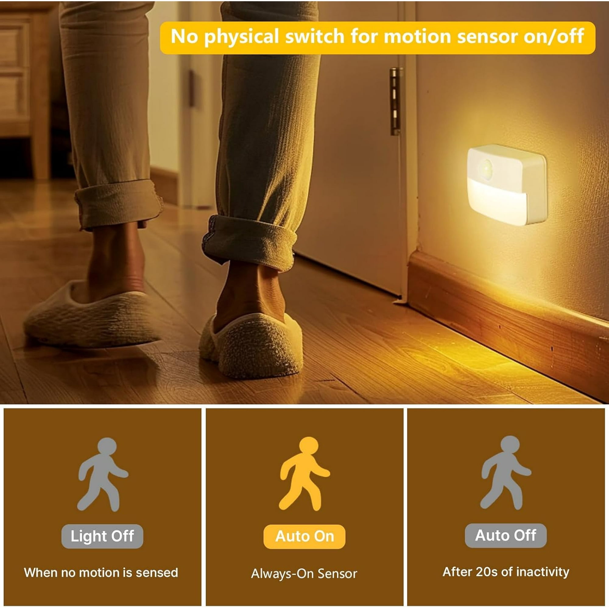 8 Pack Wireless Stair Lights indoor, Battery Operated LED Night Light whit Motion Sensor for Bedroom Stairs Stairs Corridor