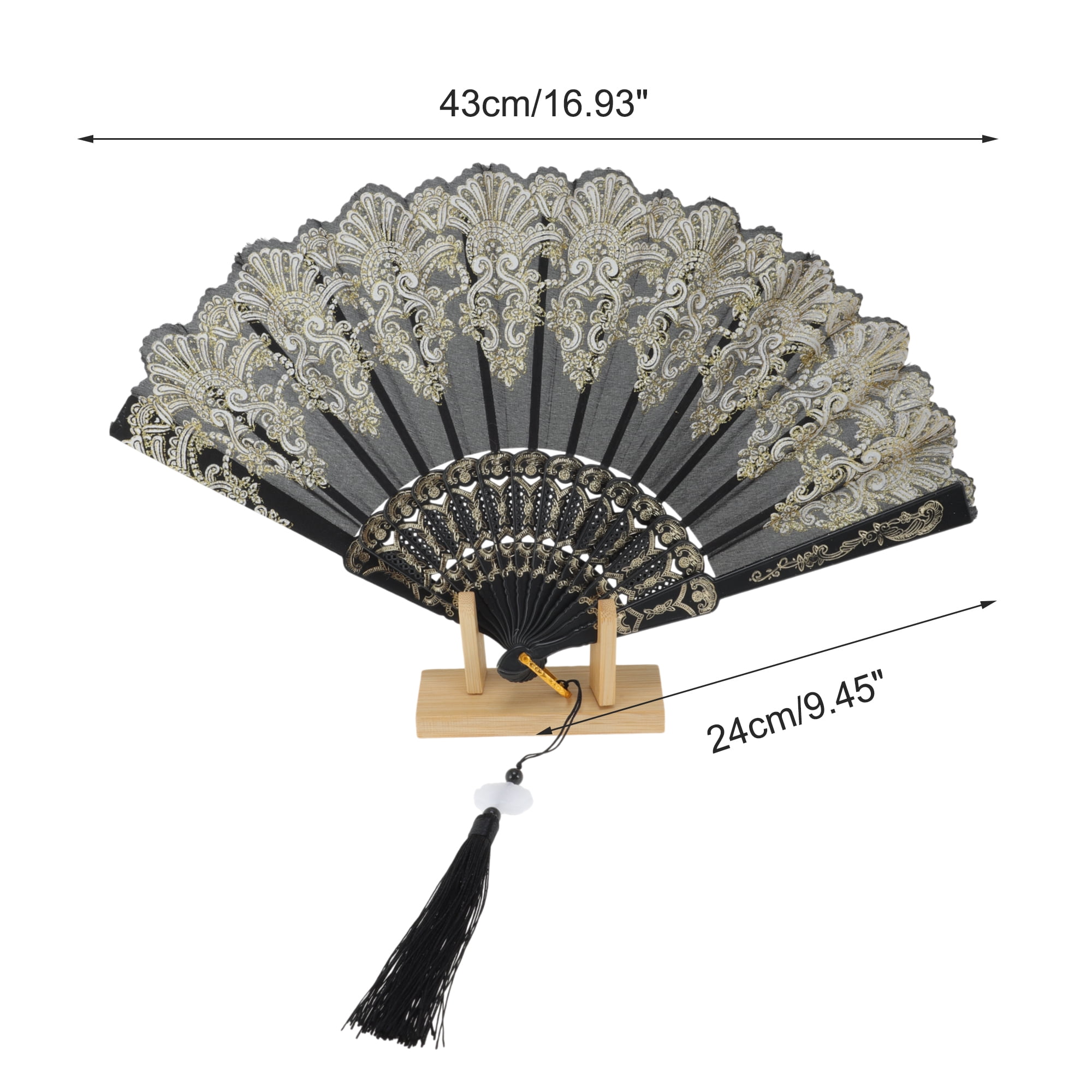 Unique Bargains Lucky Cloud Pattern Folding Fan 1 Pc for Summer Events Decorations Black