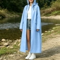 thumbnail image 5 of Women’s Long Length Heavy Duty Rain Coat Hooded Waterproof Raincoat for Outdoor Use, Wind Resistant Full Length Rain Jacket Loose Fit Adults Poncho Blue, 5 of 7