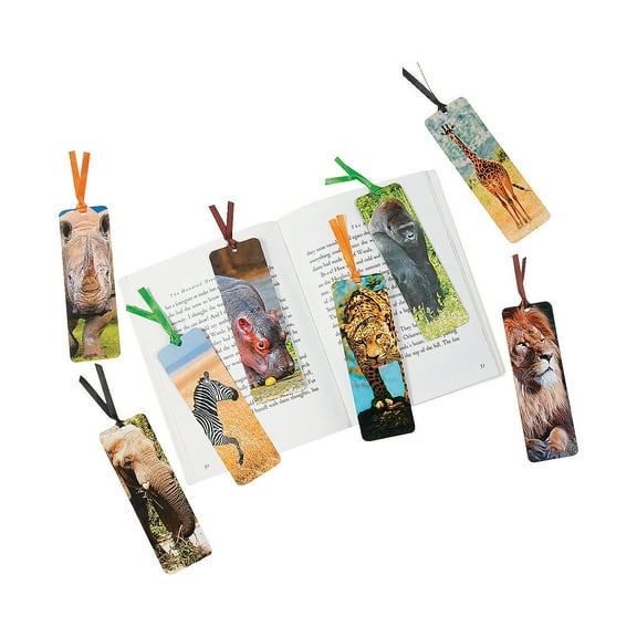 Laminated Safari Animal Bookmarks - Stationery - 48 Pieces