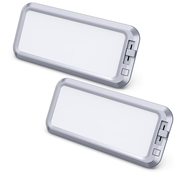 Leisure LED RV LED Ceiling Light 11" x 5" Fixture 700 Lumen with Slide Dimmer Switch Interior Lighting for Car/RV/Trailer/Camper/Boat DC 12V 3 Color Mode 3000-6000K (2 Pack)