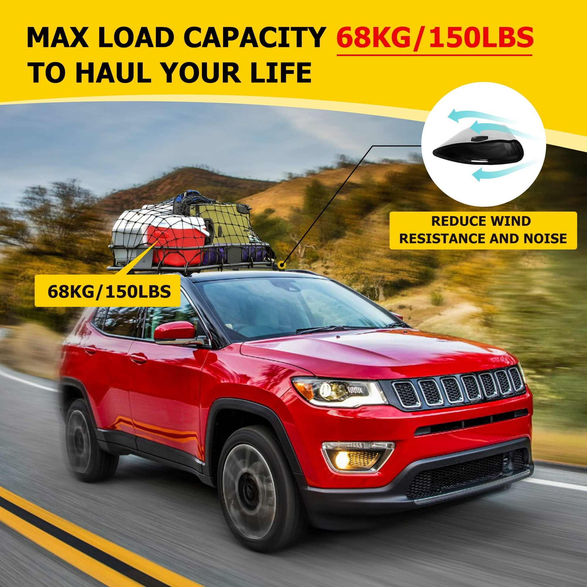AUXMART Roof Rack Cross Bars for Jeep Compass MK Old Body Style 2011 2012 2013 2014 2015 2016 Rooftop Luggage Rack Cargo Carrier Bars Walmart