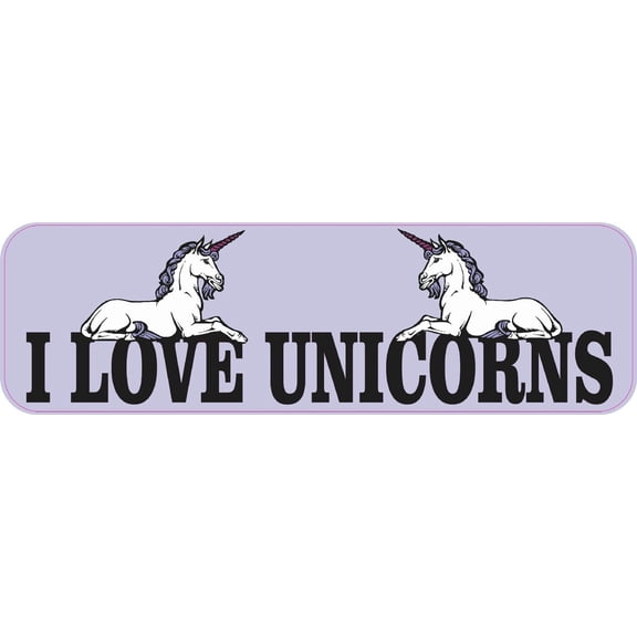 StickerTalk Purple I Love Unicorns Vinyl Sticker, 10 inches x 3 inches