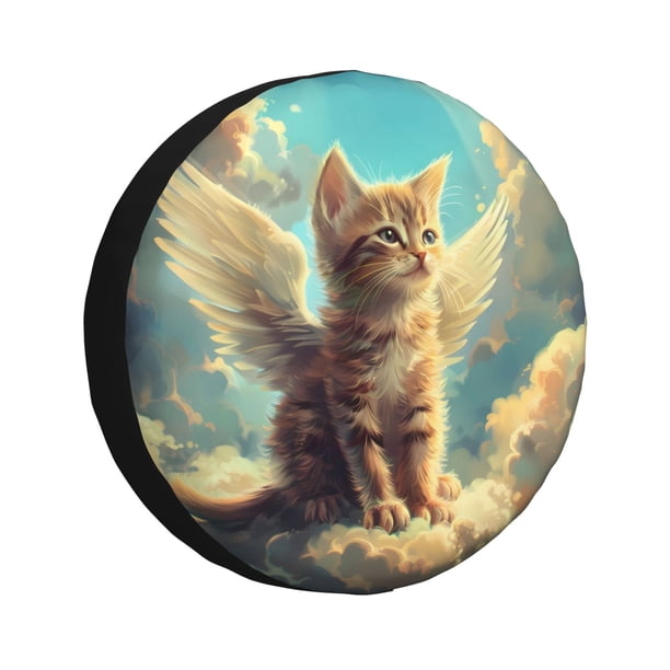Fotbe Sunshine Cloud Cute Cat Funda de Llanta de Repuesto con Estampado, Engrosada, Ajuste Universal para Jeep, Remolque, RV, SUV, Camión-15 inch