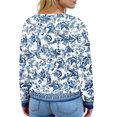 thumbnail image 7 of Women's Autumn Winter Dense Floral Print Top Waffle Henry Shirt for Luxurious and Comfortable Fall Fashion with Floral Designs,Blue,L, 7 of 7