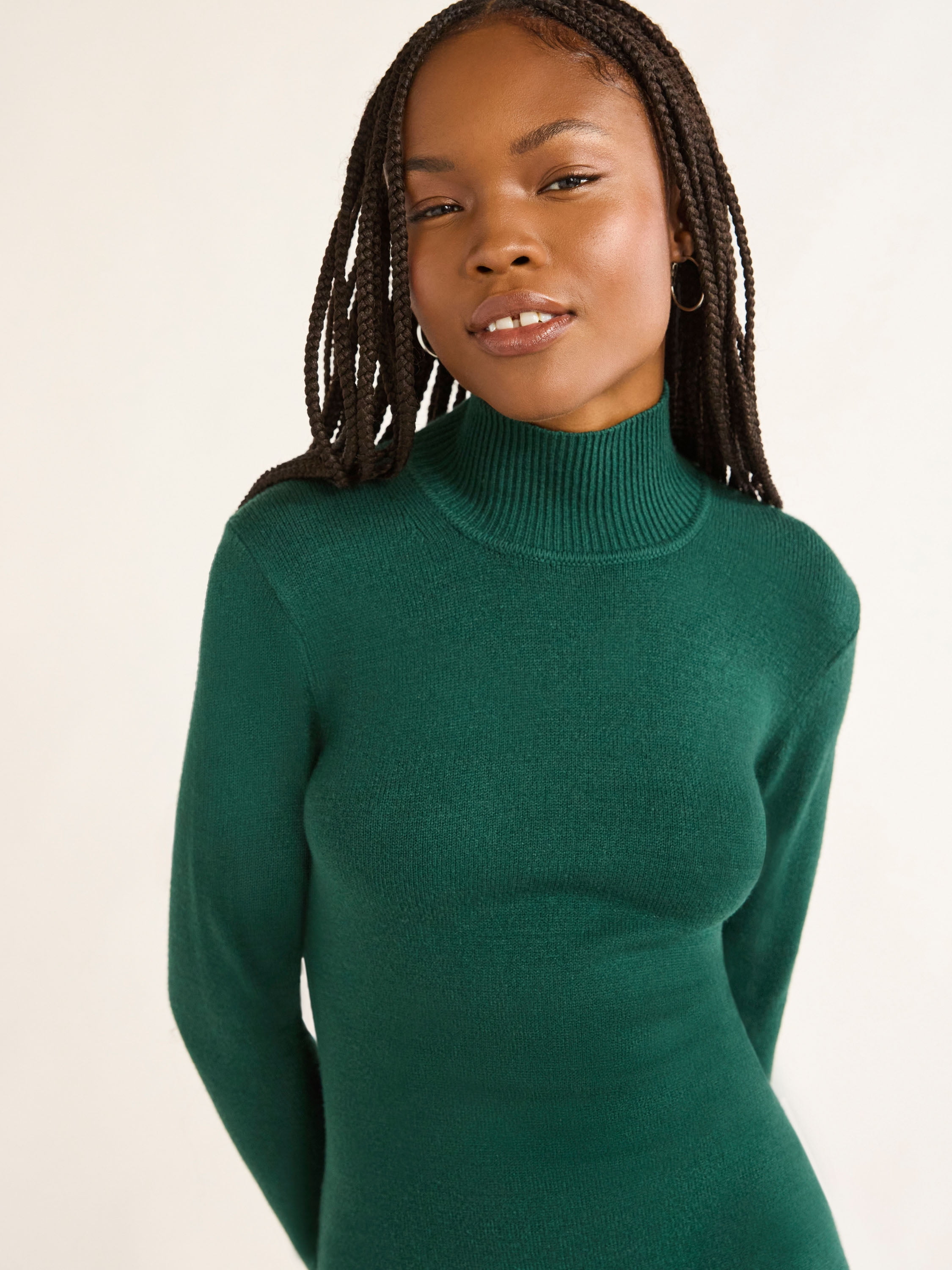 Free Assembly Women’s Cozy Yarn Turtleneck Midi Sweater Dress, Sizes XS-XXXL