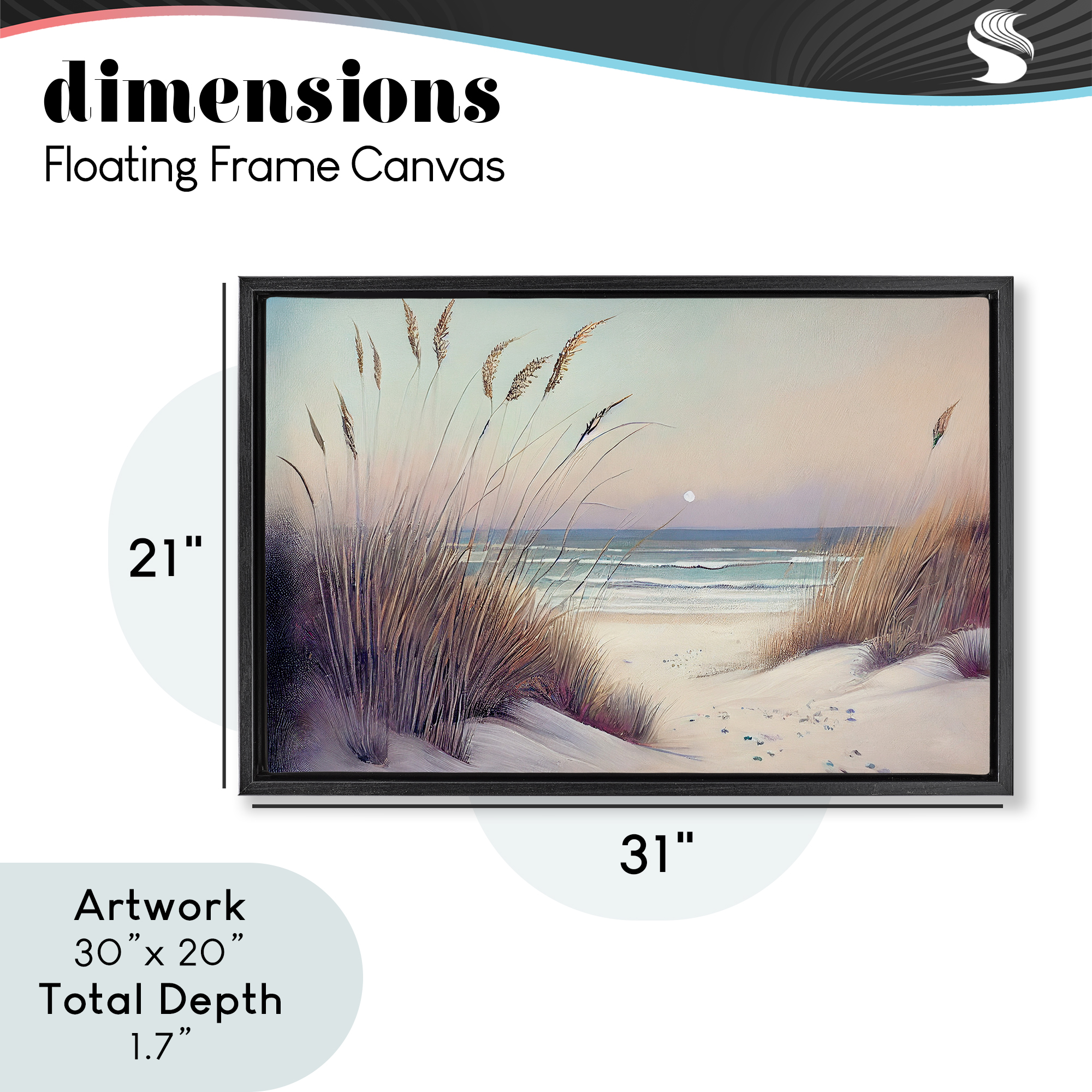 Euphoria Beach Dunes View Black Framed Floater Canvas Wall Art, design by Sasha