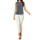 thumbnail image 2 of CAMISA SIN MANGAS DE BOTONES PARA MUJER INSPIRAR CHIC TUNIC DE CUELLO DE LENGÜETA DE DENIM CHAMBRAY TALLA L AZUL OSCURO, 2 of 6