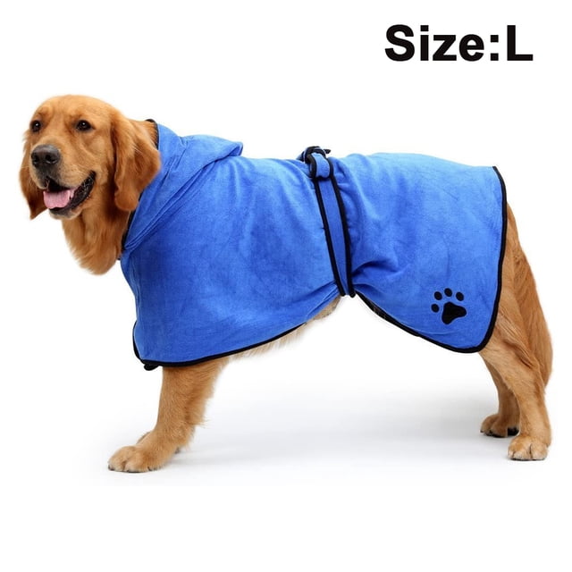 Dog Bathrobe Soft Super Absorbent Luxuriously Microfiber Dog Drying Towel Robe with Hood/Belt for Large,Medium,Small Dogs