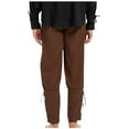 thumbnail image 3 of CHEEREAM Men's Ankle Banded Cuff Renaissance Pants Medieval Viking Navigator Trousers Pirate Cosplay Costume with Drawstrings Brown M, 3 of 7