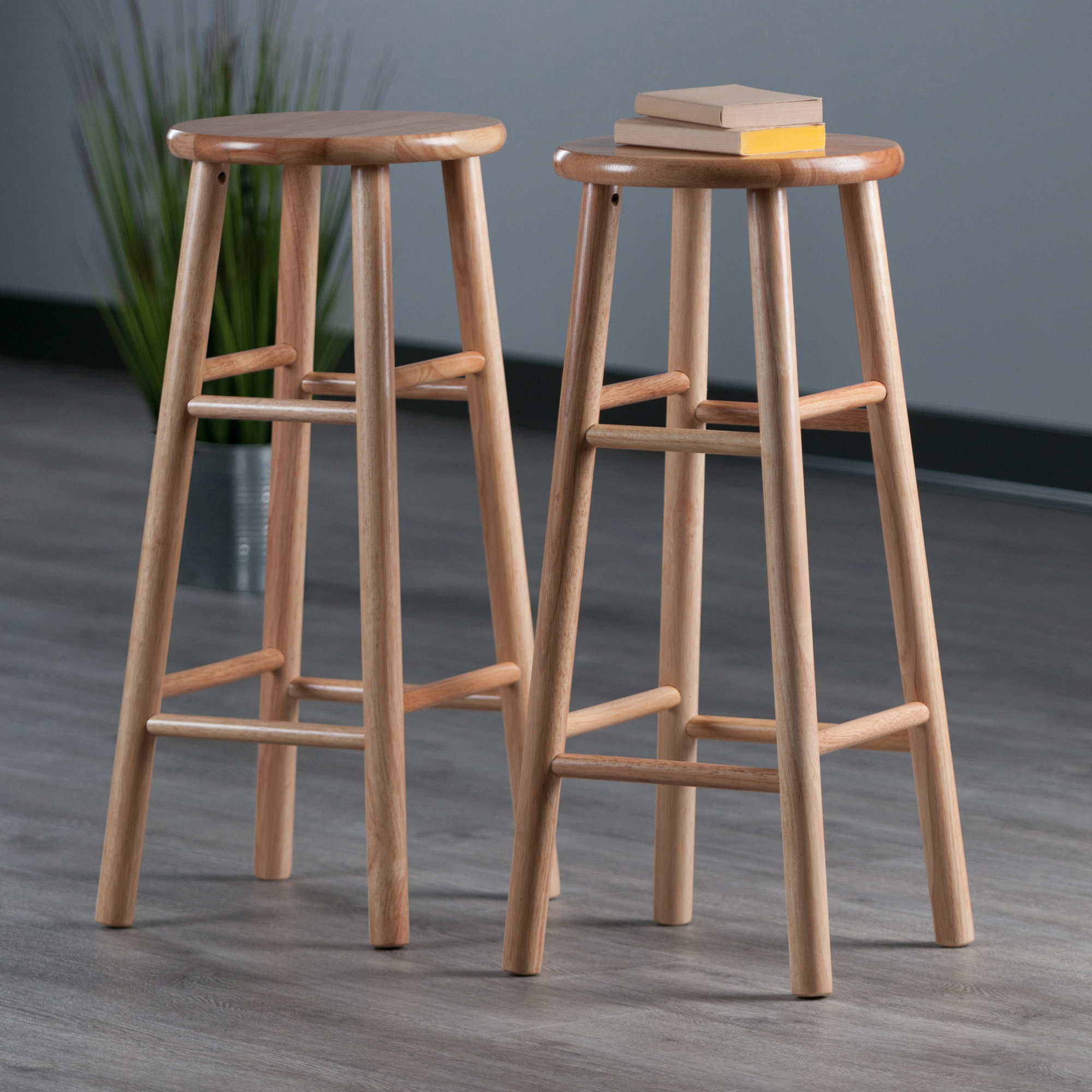 Winsome All Natural 30 in. Beveled Seat Bar Stools - Set of 2 - image 5 of 6
