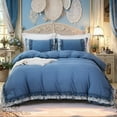 thumbnail image 3 of Blue Ruffle Duvet Cover Set Queen Size Shabby Chic Bedding Set Ruffled Farmhouse Blue Comforter Cover Boho Duvet Cover Set, 3 of 7
