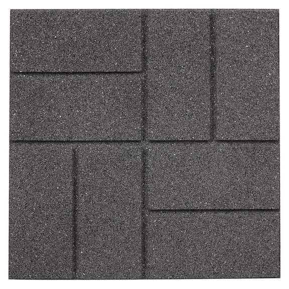 Dual Sided Rubber Paver Tile - 16" X 16" X 3/4" (Gray, 1 Tile)