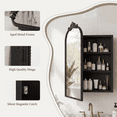thumbnail image 5 of Jableast 16x24in Vintage Arched Medicine Cabinet with Mirror, Wall Mounted Bathroom Storage, Recessed/Surface Mount, Baroque Retro Design, Black Beaded Border, Easy Install Vanity Cabinet, 5 of 10