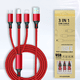 thumbnail image 1 of Cable de carga para teléfono móvil tres en uno de nailon tejido, con tres líneas de datos, carga rápida de 2 A, múltiples cabezales, logotipo, pequeños obsequios, 1 of 4