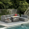 thumbnail image 3 of Sunmthink 8 Pcs Patio Conversation Sets with Fire Pit Table,Outdoor Funituire Sets Grey, 3 of 5