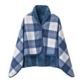 thumbnail image 2 of FNGZ 1 Pc Shawl, Blue Wraps, Women's Winter Coral Fleece Double Layer Multifunctional Outdoor Cold Proof And Warm Plaid Blanket Home Shawl, 2 of 3
