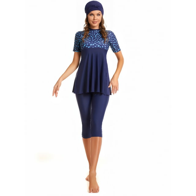 KXCFCYS Maillot de Bain Modeste à Manches Courtes Burkini Islamique Hijab pour Femmes